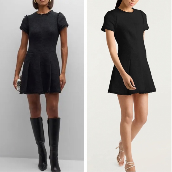 NWT Cinq a Sept Nova Tweed Fit & Flare Mini Dress - Black Noir Cocktail Party - Picture 1 of 8